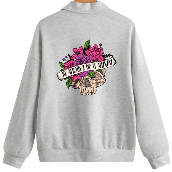 Do It Anyway Mental Health graphic quarter zip raglan pullover sweatshirt small - Picture 5 of 10